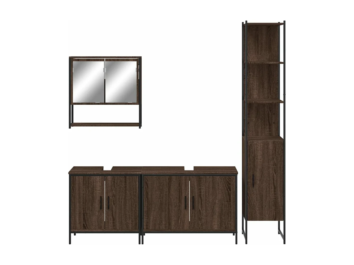 Set de muebles baño 4 pzas madera contrachapada roble marrón