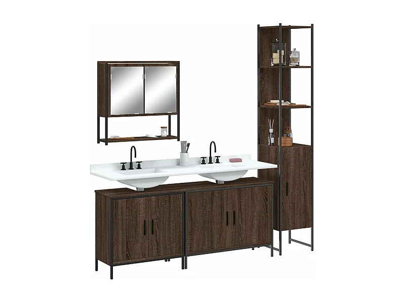 Ensemble de meubles de salle de bain 4 pcs Chêne marron