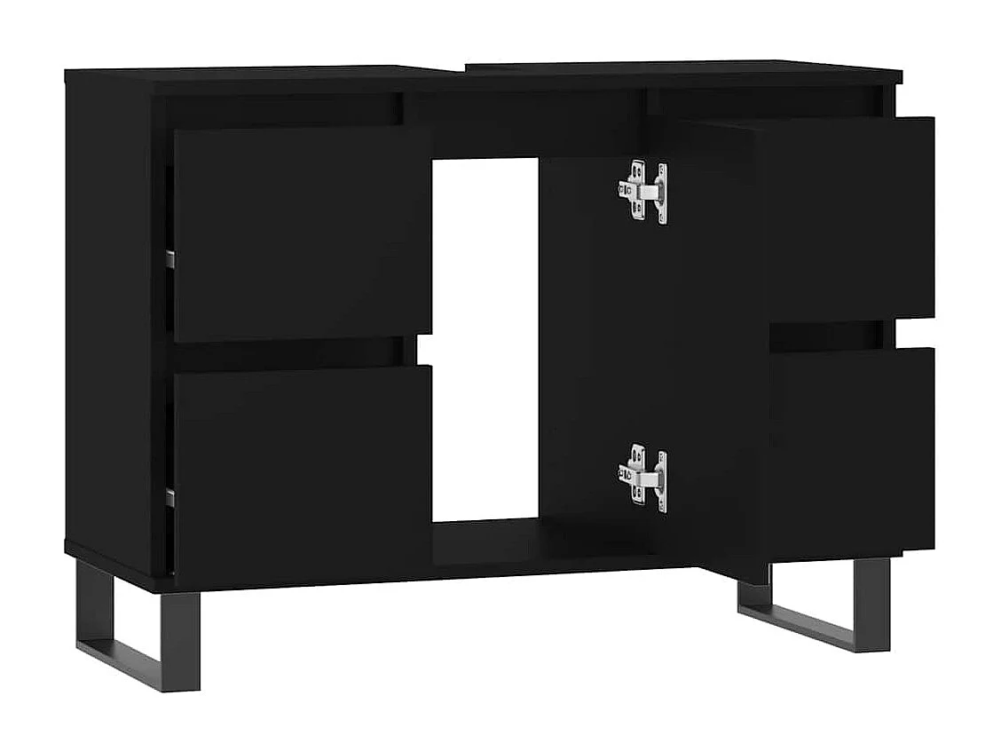 Armoire de salle de bain noir 80x33x60 cm bois d'ingénierie