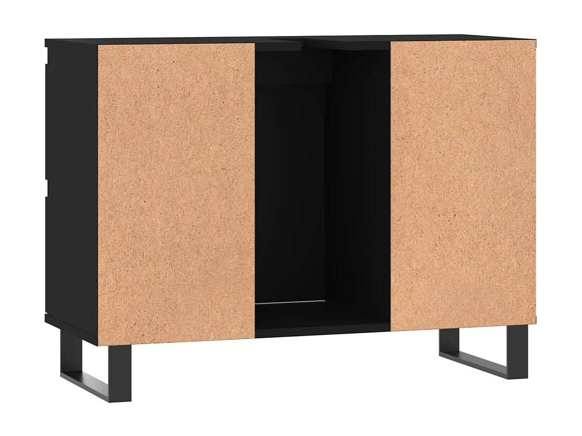 Armoire de salle de bain noir 80x33x60 cm bois d'ingénierie