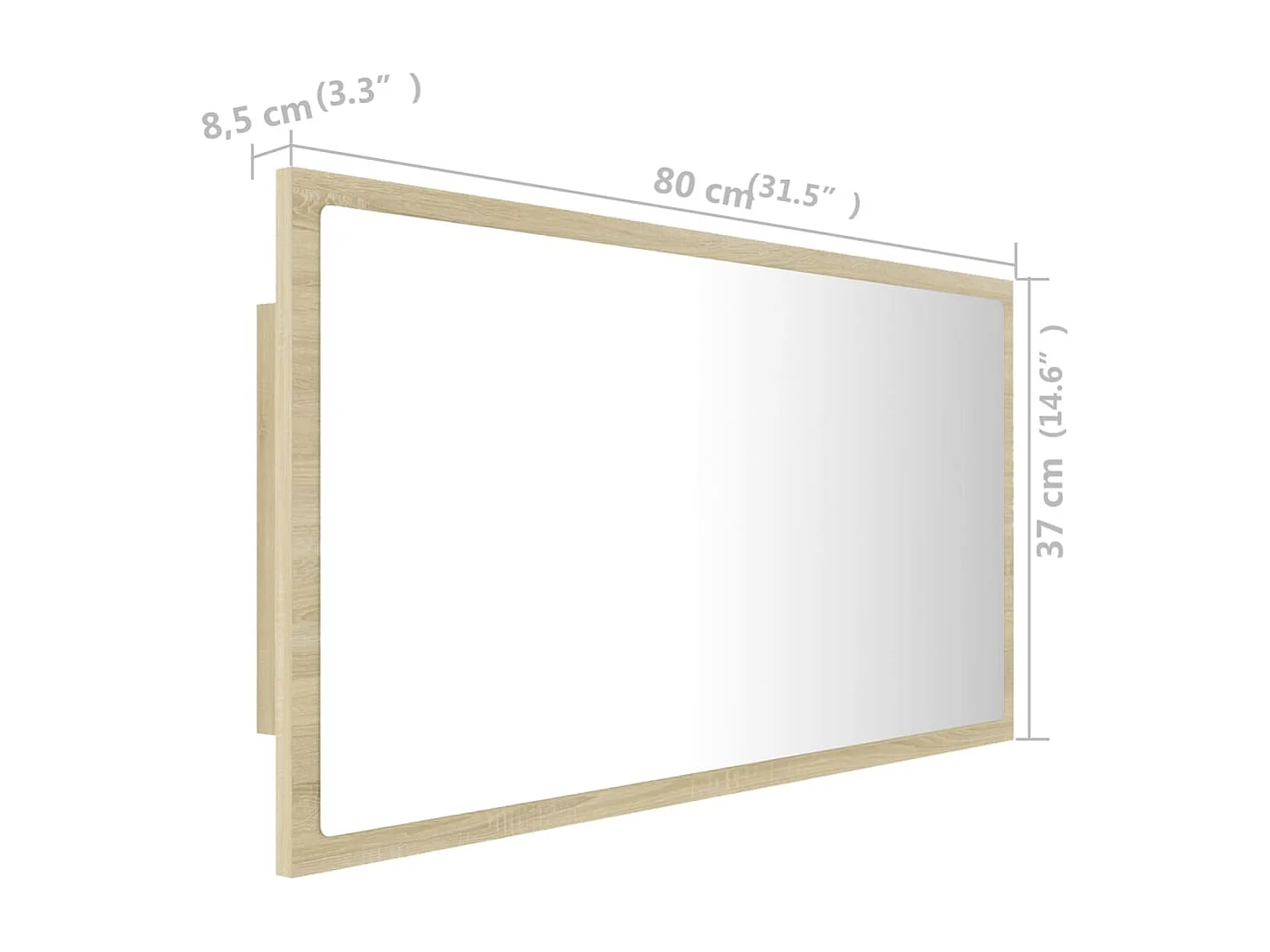 LED-Badspiegel Sonoma-Eiche 80x8,5x37 cm Acryl