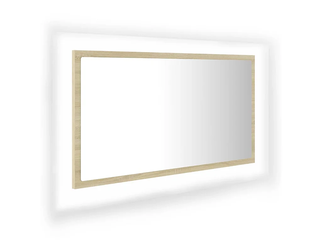 Miroir LED de salle de bain Chêne sonoma 80x8,5x37 cm Acrylique
