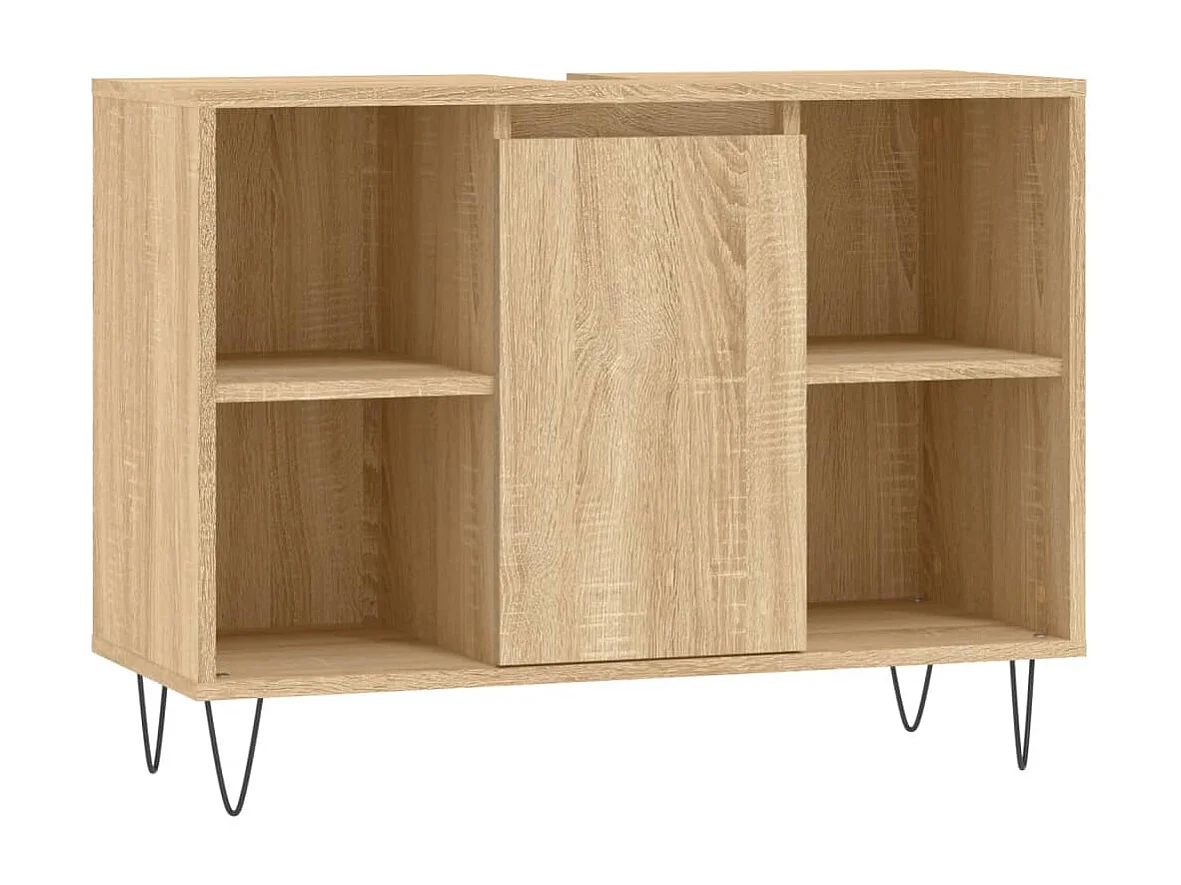 Badkamerkast 80x33x60 cm bewerkt hout sonoma eikenkleurig