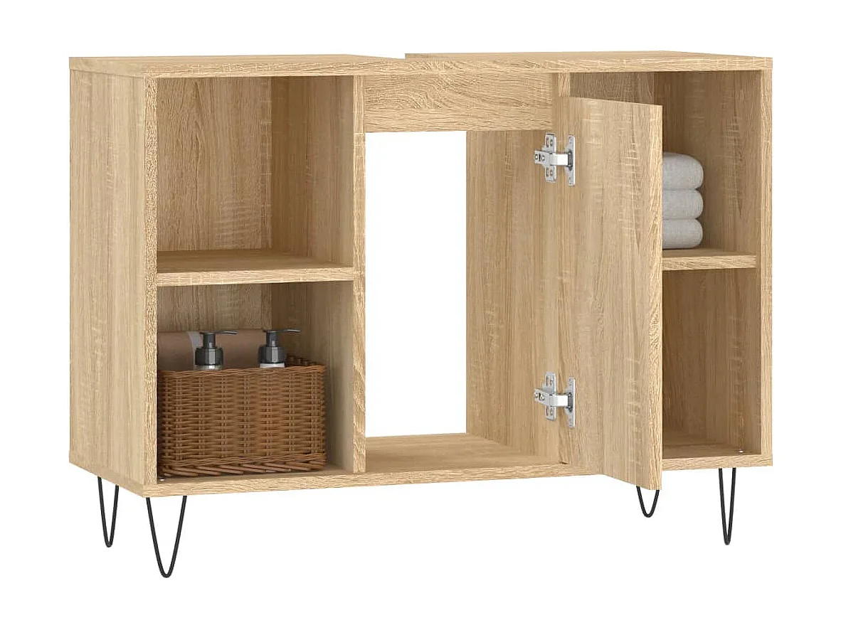 Badkamerkast 80x33x60 cm bewerkt hout sonoma eikenkleurig