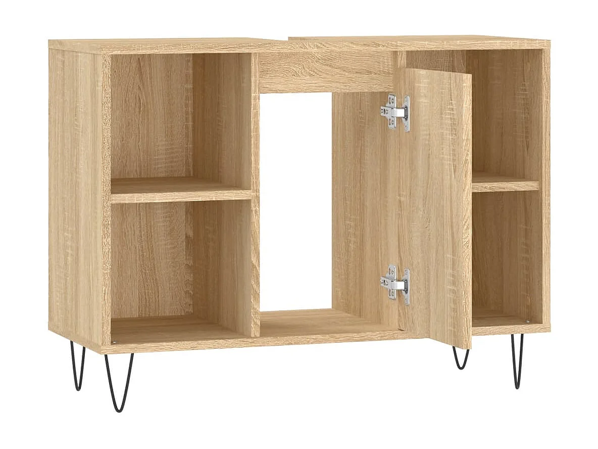 Badkamerkast 80x33x60 cm bewerkt hout sonoma eikenkleurig