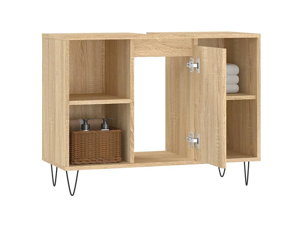 Armoire salle de bain chêne sonoma 80x33x60cm bois d'ingénierie