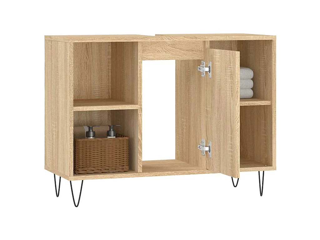 Badkamerkast 80x33x60 cm bewerkt hout sonoma eikenkleurig