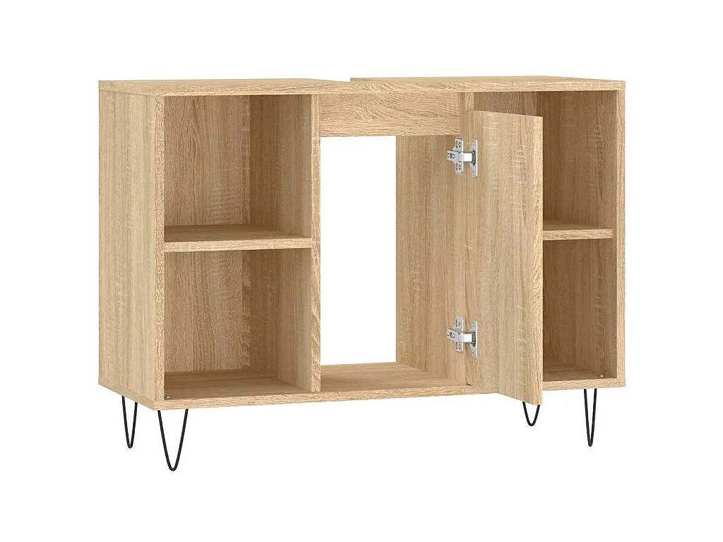 Badkamerkast 80x33x60 cm bewerkt hout sonoma eikenkleurig