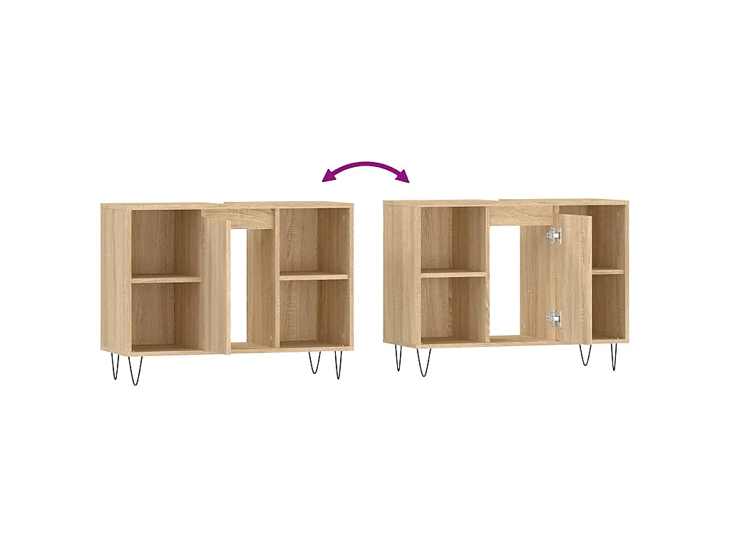Badkamerkast 80x33x60 cm bewerkt hout sonoma eikenkleurig