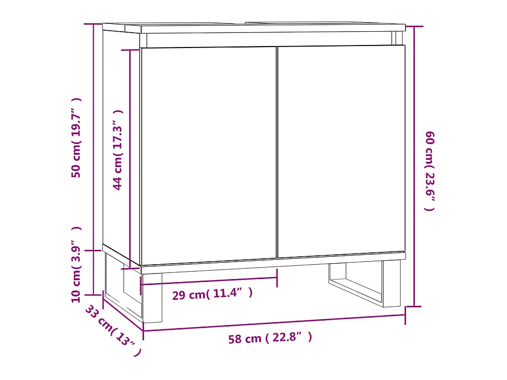 Badschrank Sonoma-Eiche 58x33x60 cm Holzwerkstoff