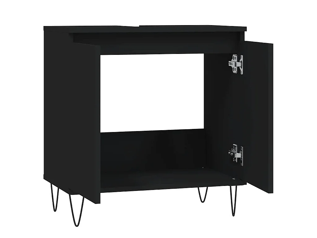 Armoire de salle de bain noir 58x33x60 cm bois d'ingénierie