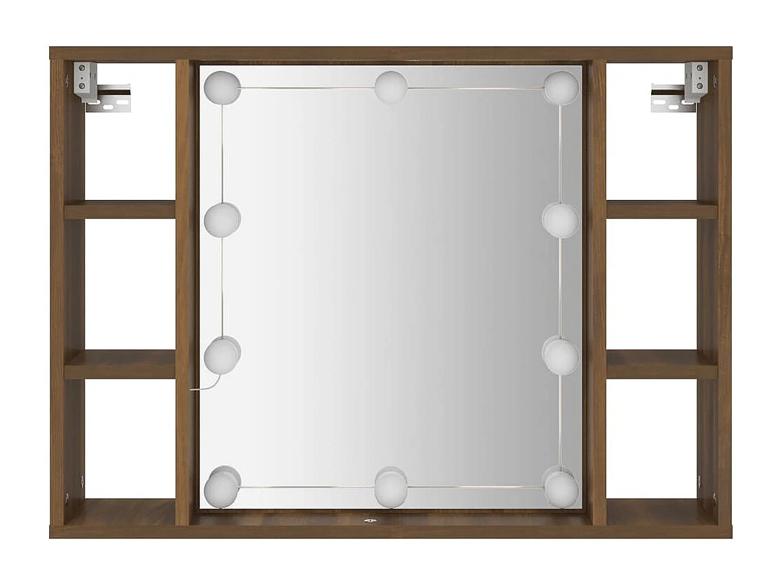 Spiegelkast met LED-verlichting 76x15x55 cm bruin eikenkleur