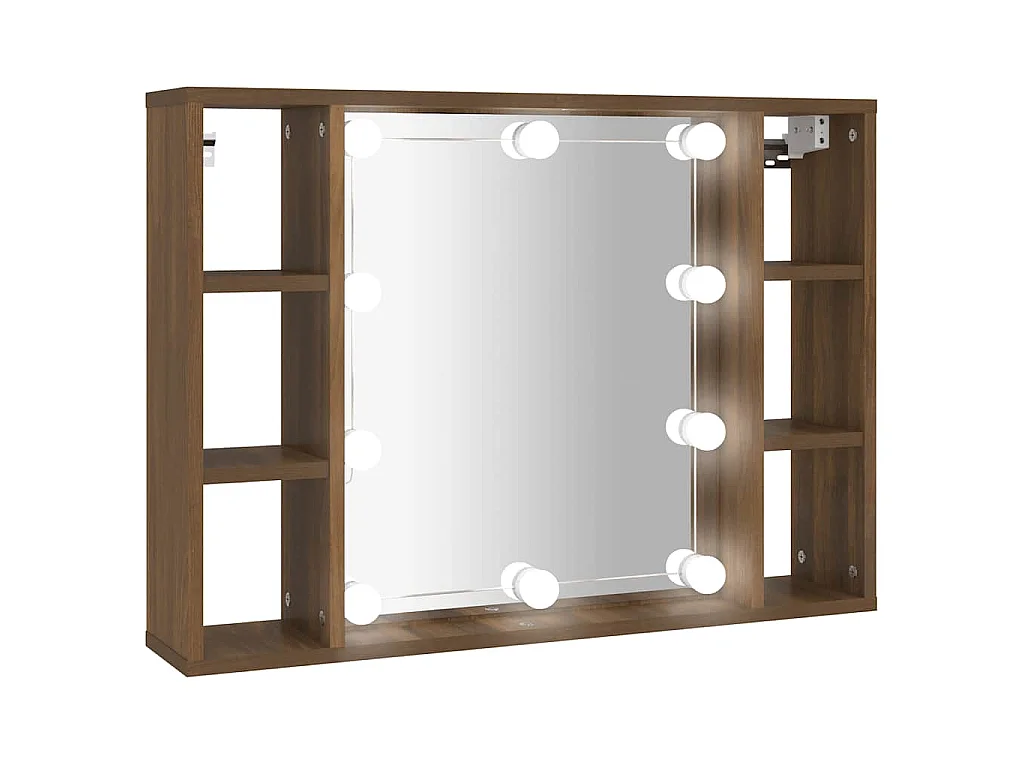 Armoire à miroir avec LED Chêne marron 76x15x55 cm