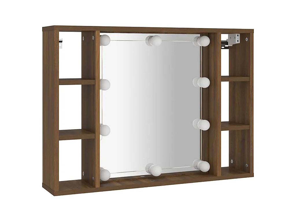 Armoire à miroir avec LED Chêne marron 76x15x55 cm