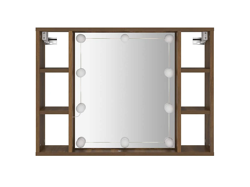Armoire à miroir avec LED Chêne marron 76x15x55 cm