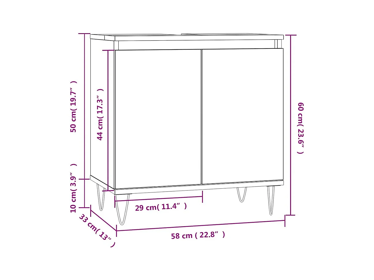 Badschrank Hochglanz-Weiß 58x33x60 cm Holzwerkstoff