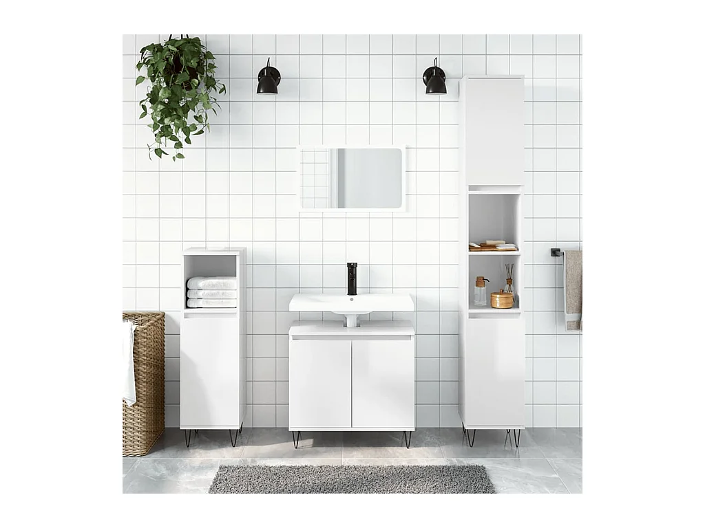 Armoire de bain blanc brillant 58x33x60 cm bois d'ingénierie