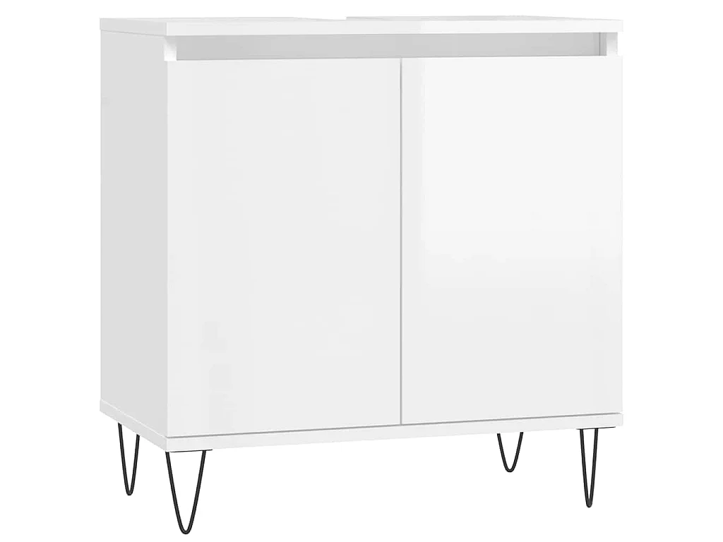 Badkamerkast 58x33x60 cm bewerkt hout hoogglans wit