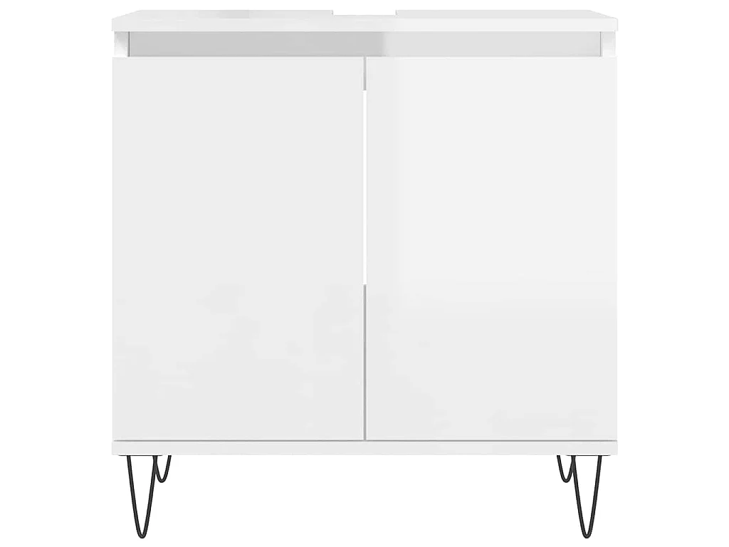 Badkamerkast 58x33x60 cm bewerkt hout hoogglans wit