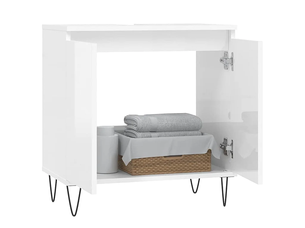 Armoire de bain blanc brillant 58x33x60 cm bois d'ingénierie
