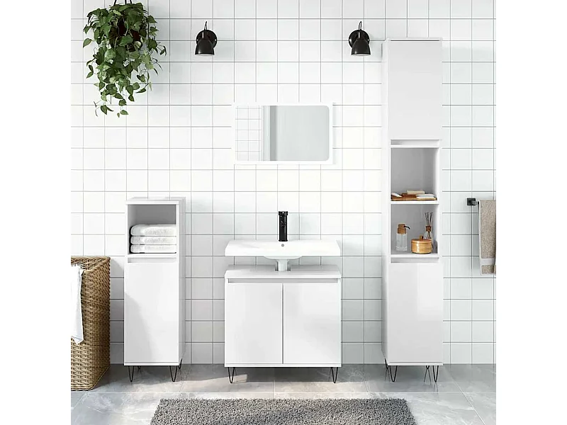 Armoire de bain blanc brillant 58x33x60 cm bois d'ingénierie