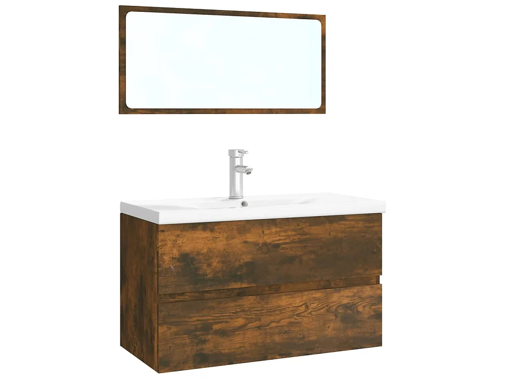 Conjunto de móveis casa de banho derivados madeira cor fumado