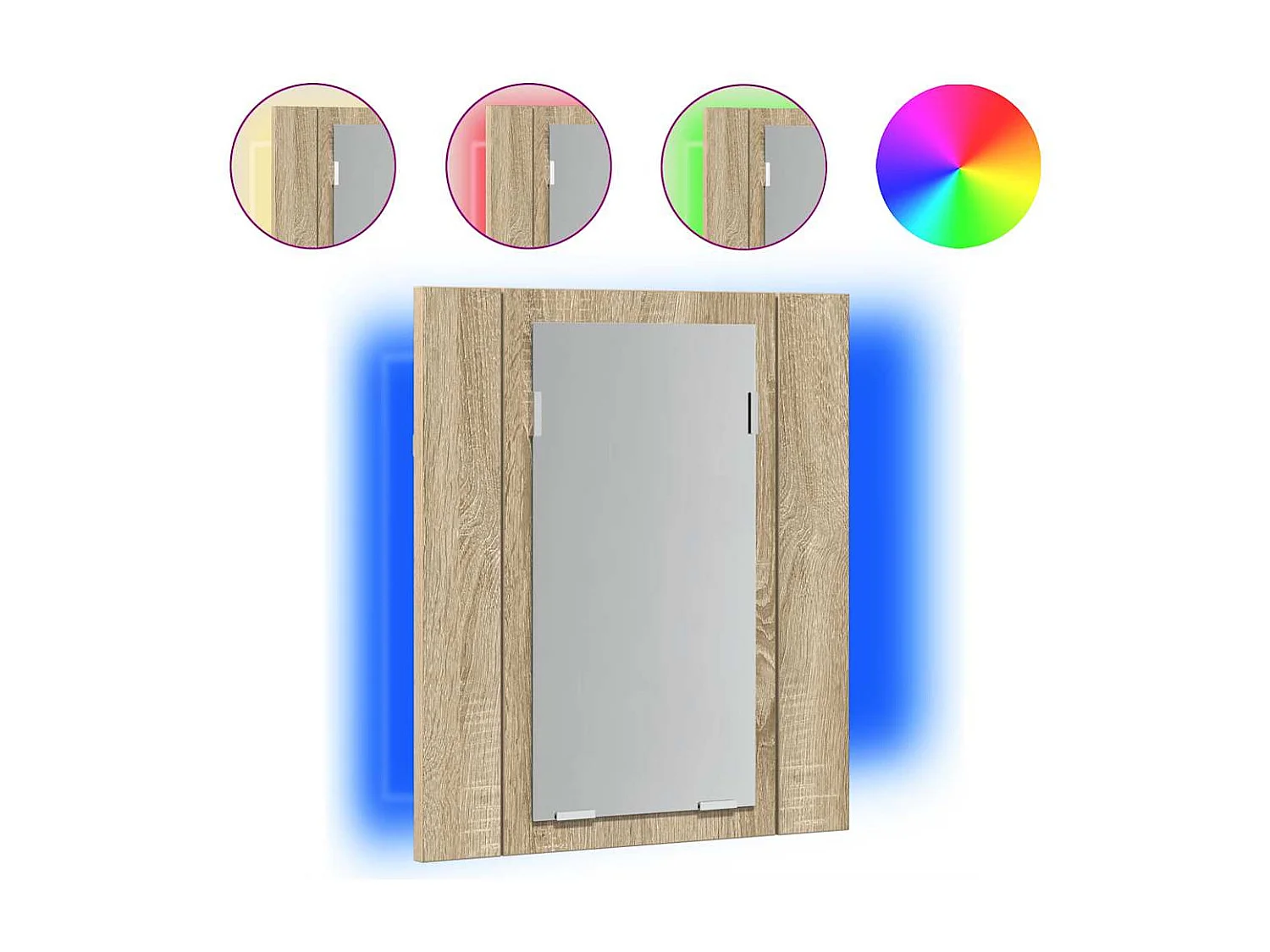 Badkamerkast met spiegel LED 40x12x45 acryl sonoma eikenkleurig