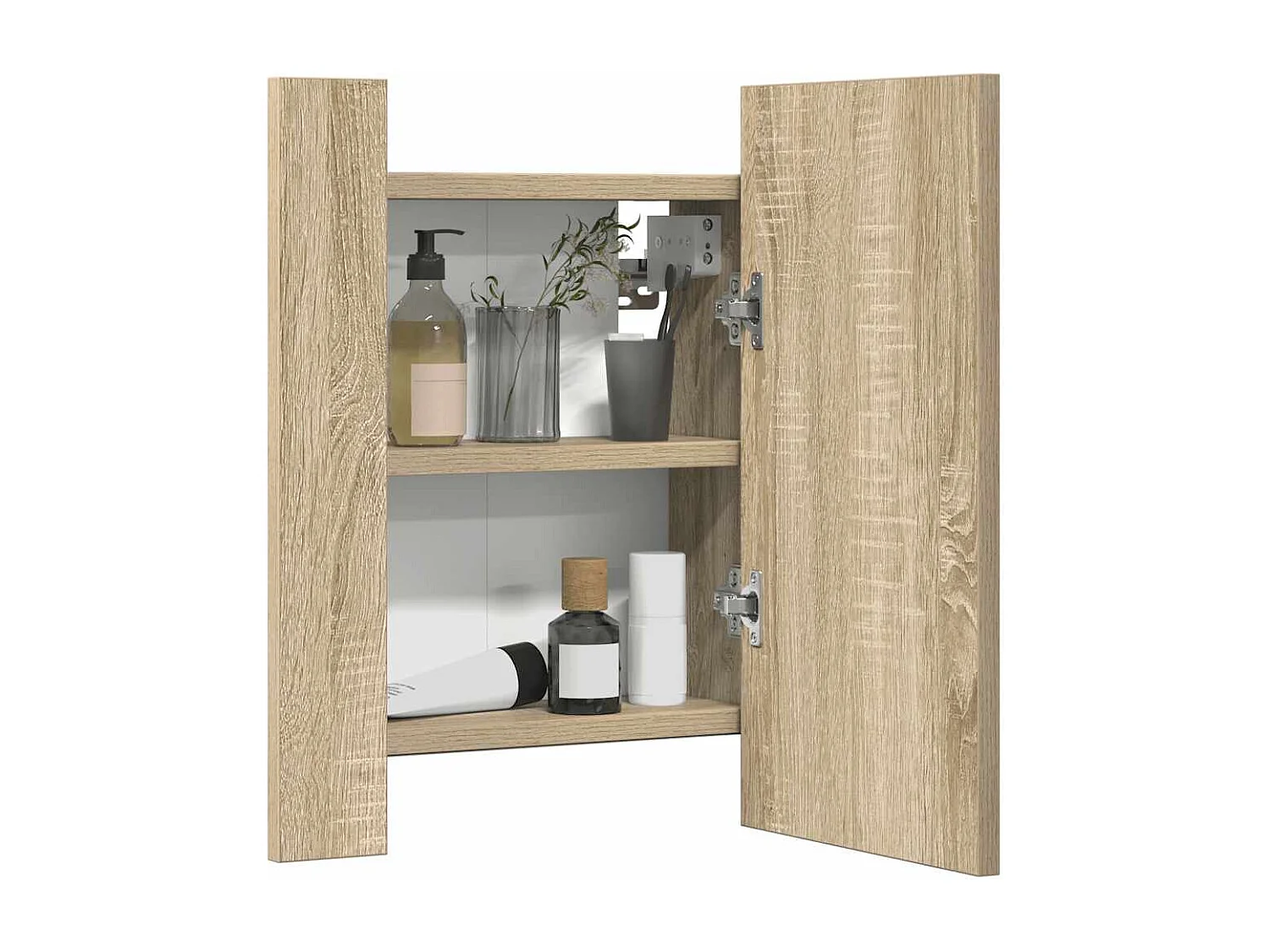 Armoire à miroir LED de bain Chêne sonoma 40x12x45 cm Acrylique