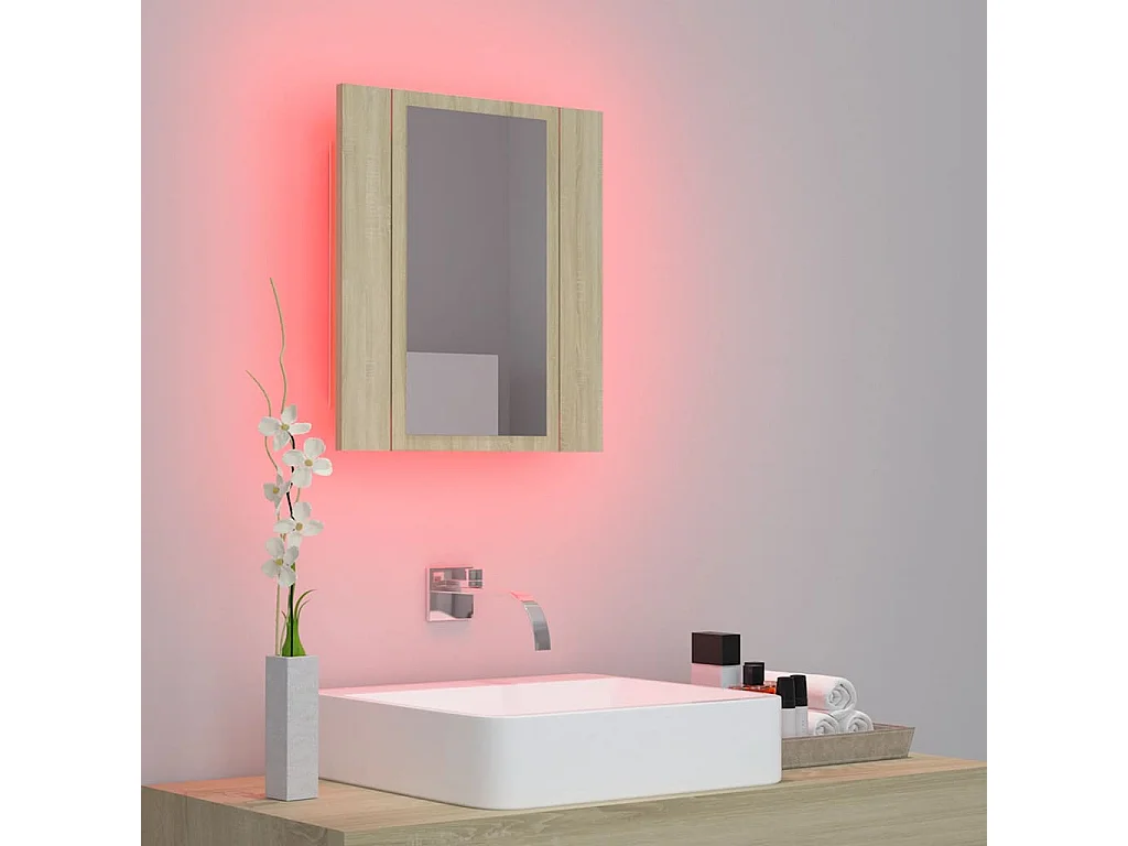 Armoire à miroir LED de bain Chêne sonoma 40x12x45 cm Acrylique
