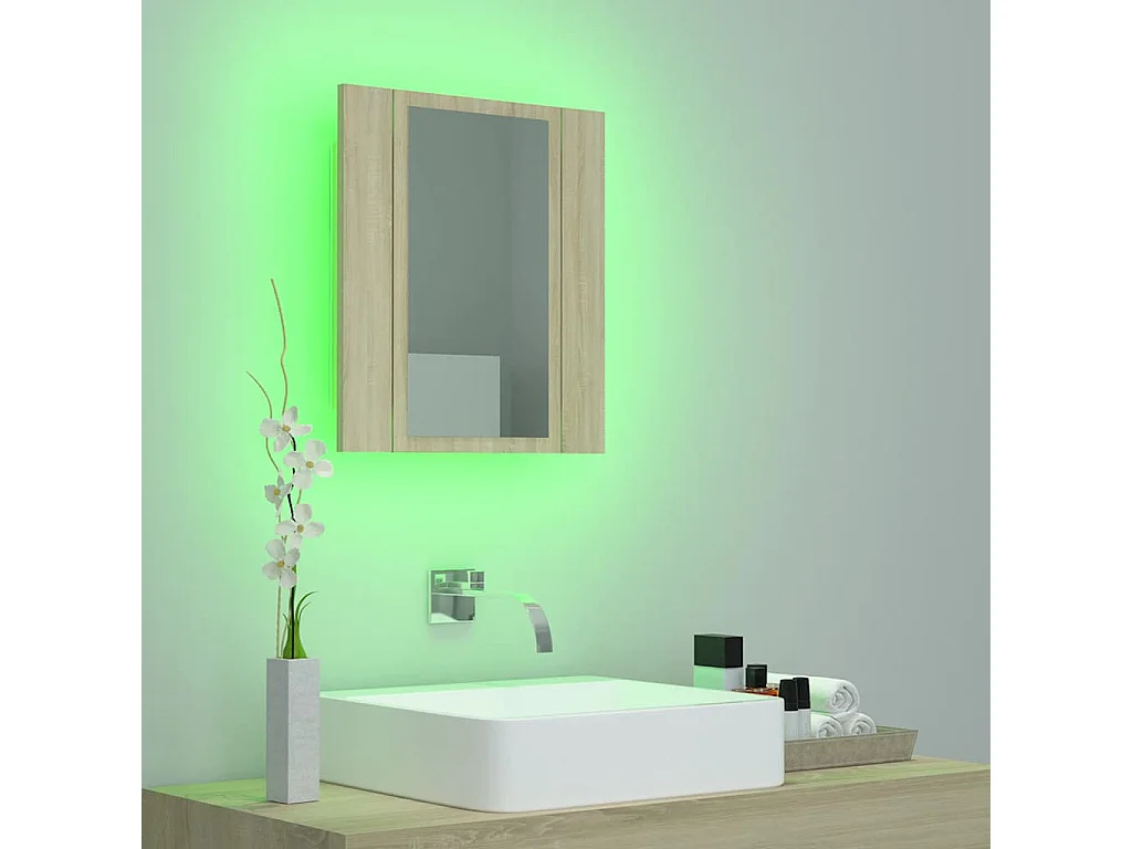 Armoire à miroir LED de bain Chêne sonoma 40x12x45 cm Acrylique