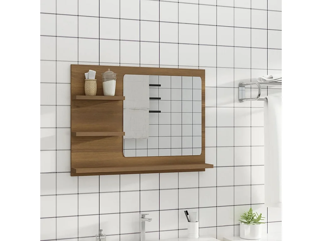 Badkamerspiegel 60x10,5x45 cm bewerkt hout bruin eikenkleur