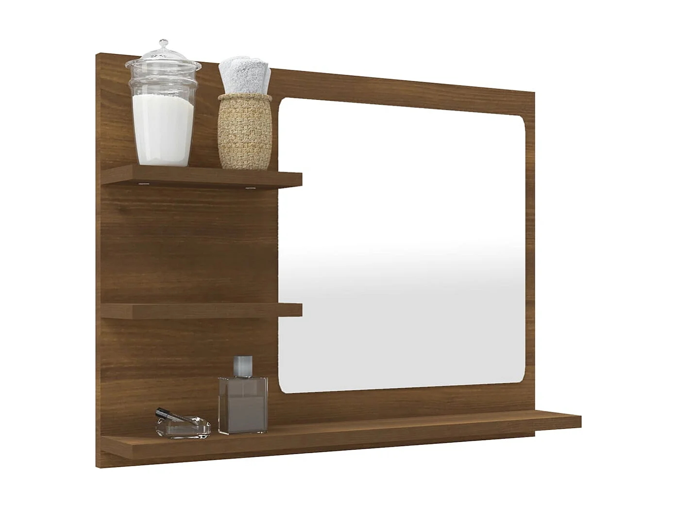 Badspiegel Braun Eiche-Optik 60x10,5x45 cm Holzwerkstoff