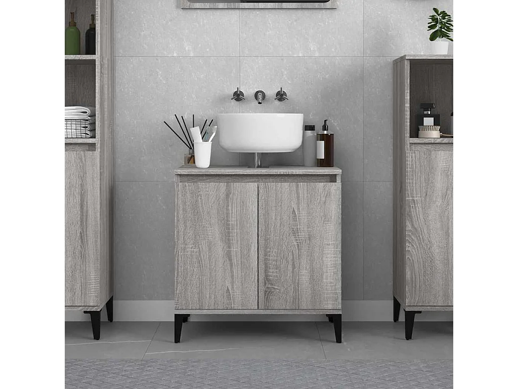 Mobile Lavabo Grigio Sonoma 58x33x60 cm in Legno Multistrato