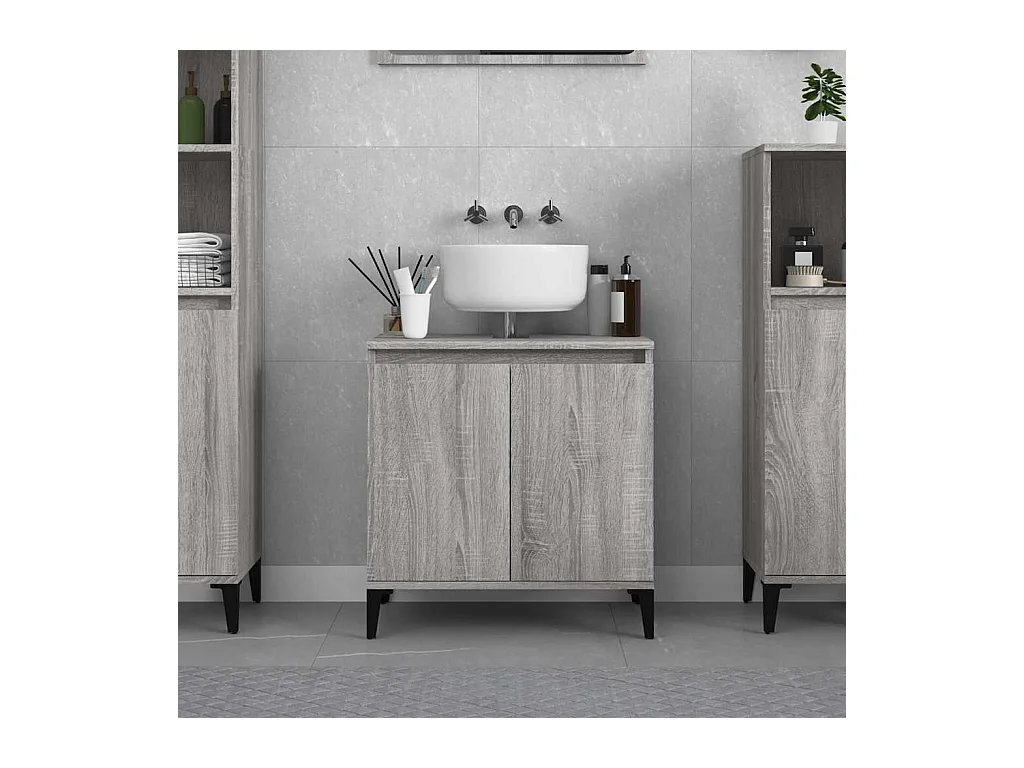 Wastafelkast 58x33x60 cm bewerkt hout grijs sonoma eikenkleurig
