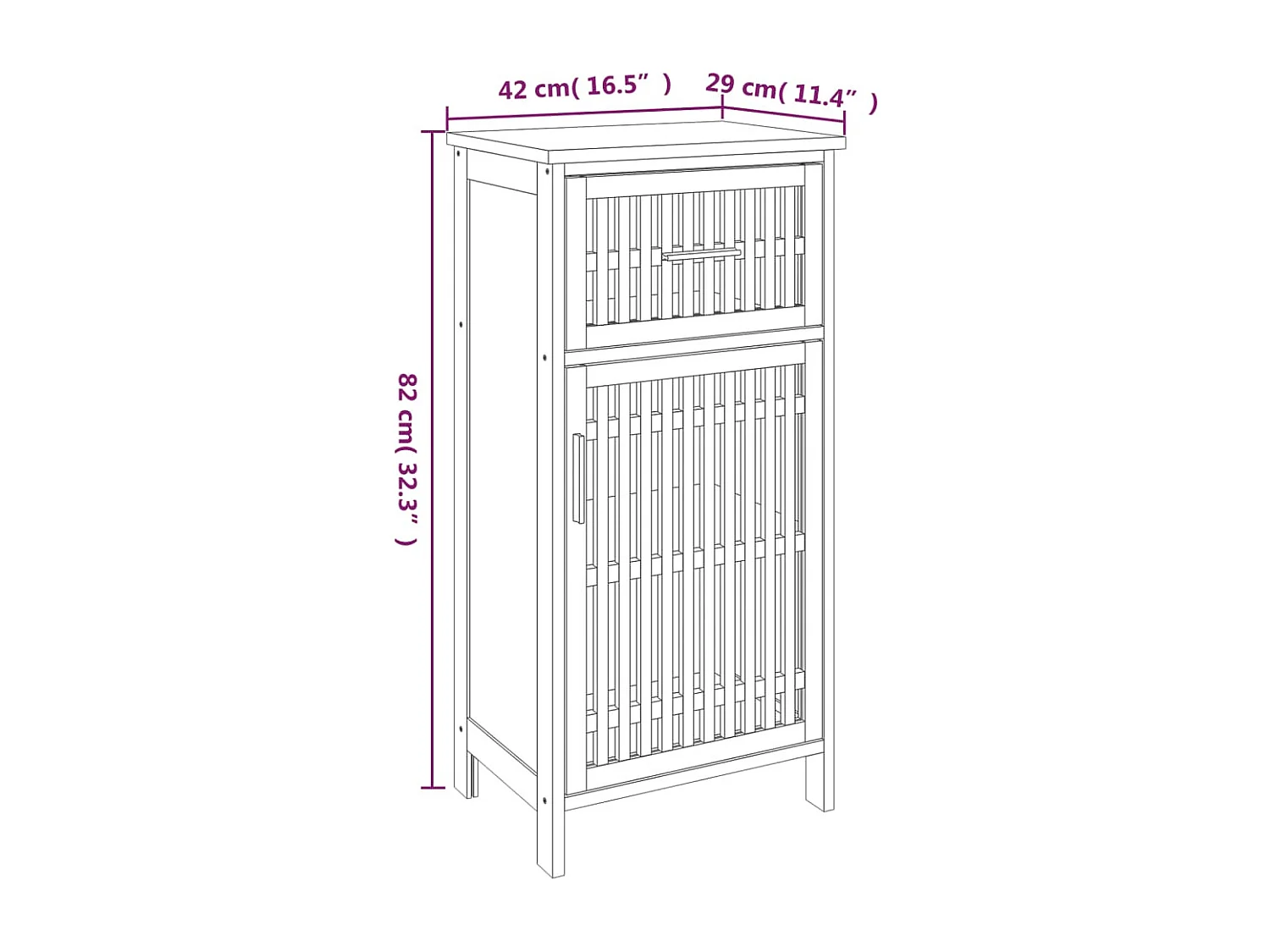 Armoire de salle de bain 42x29x82 cm Bois massif de noyer