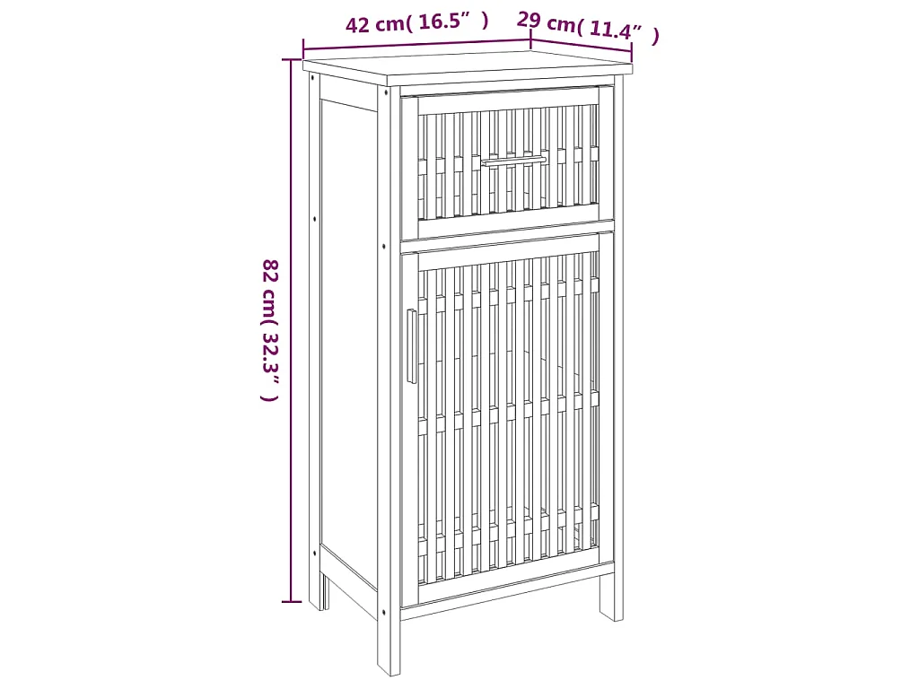 Badkamerkast 42x29x82 cm massief walnotenhout