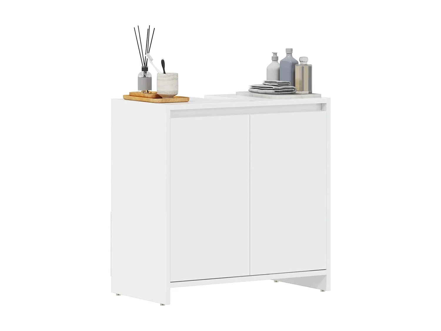 Armoire de salle de bain Blanc brillant Bois d'ingénierie