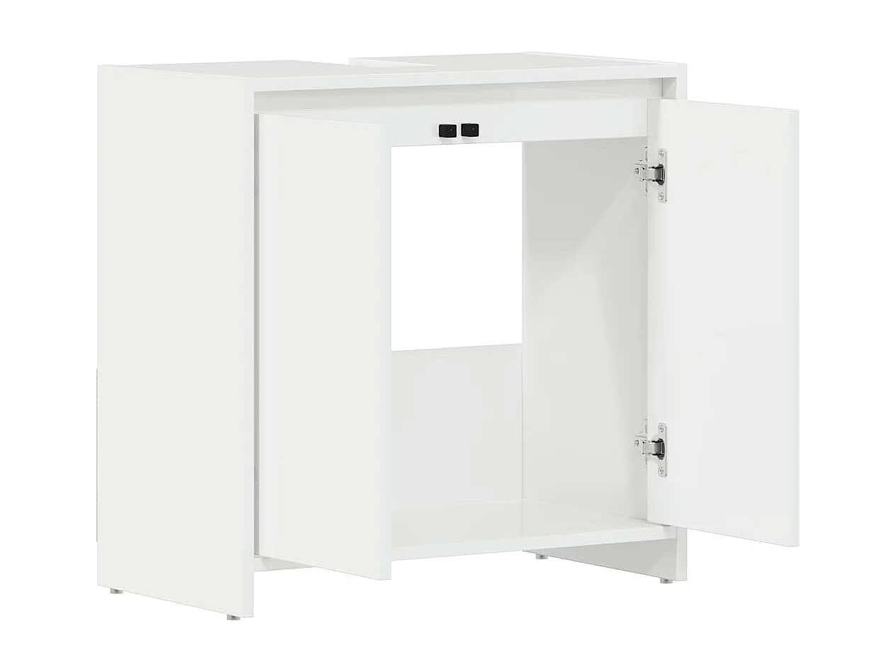 Armoire de salle de bain Blanc brillant Bois d'ingénierie
