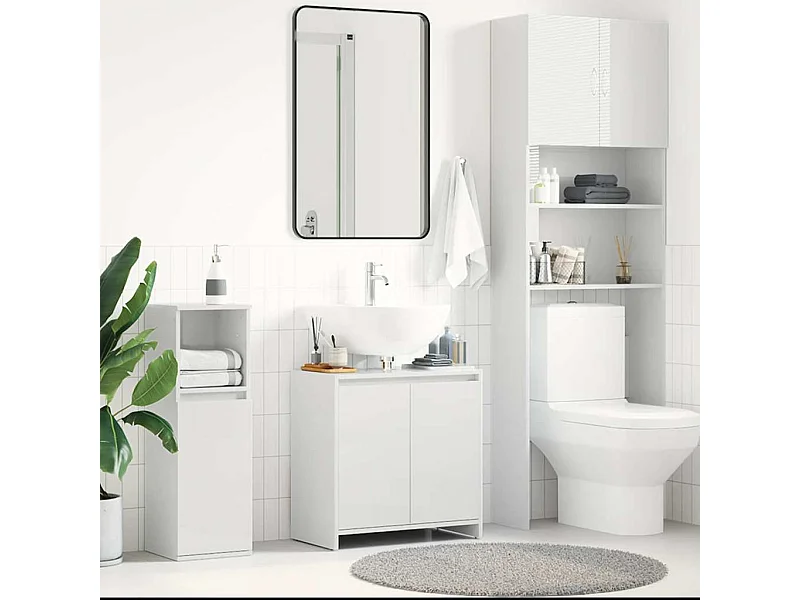 Armoire de salle de bain Blanc brillant Bois d'ingénierie