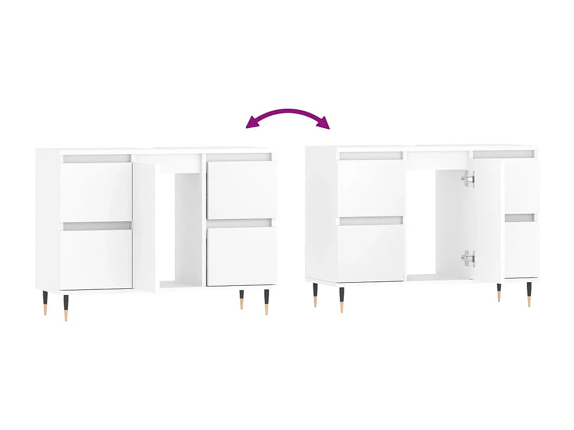 Mobile da Bagno Bianco 80x33x60 cm in Legno Multistrato