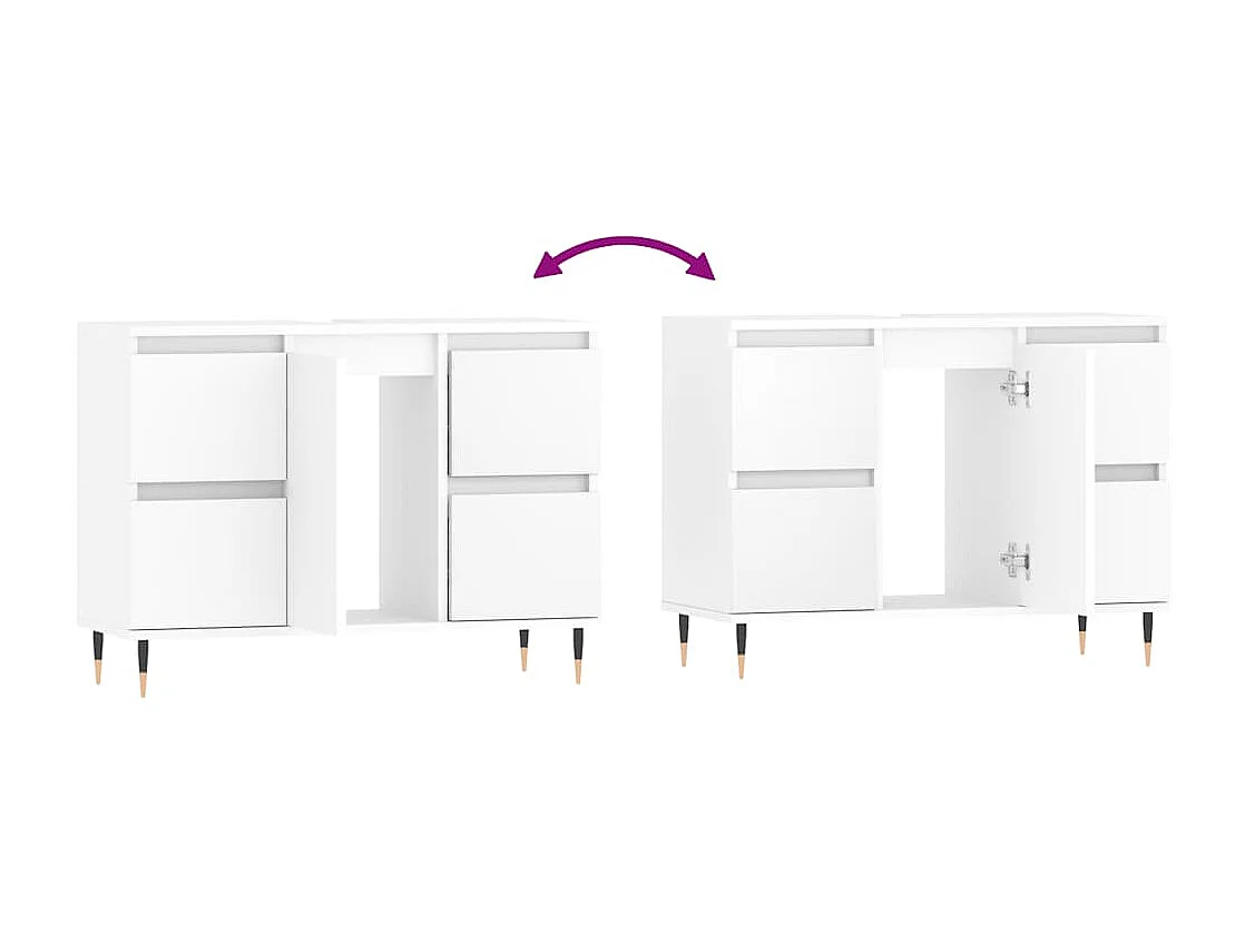 Mobile da Bagno Bianco 80x33x60 cm in Legno Multistrato