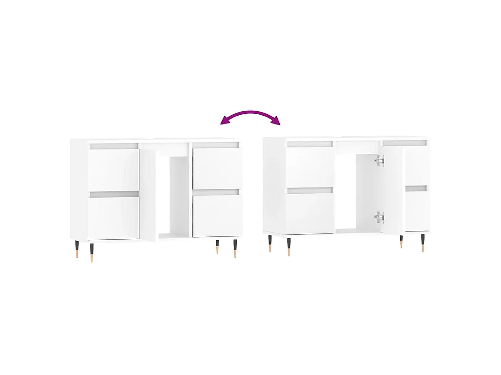 Armoire de salle de bain blanc 80x33x60 cm bois d'ingénierie