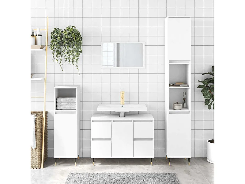 Badschrank Weiß 80x33x60 cm Holzwerkstoff