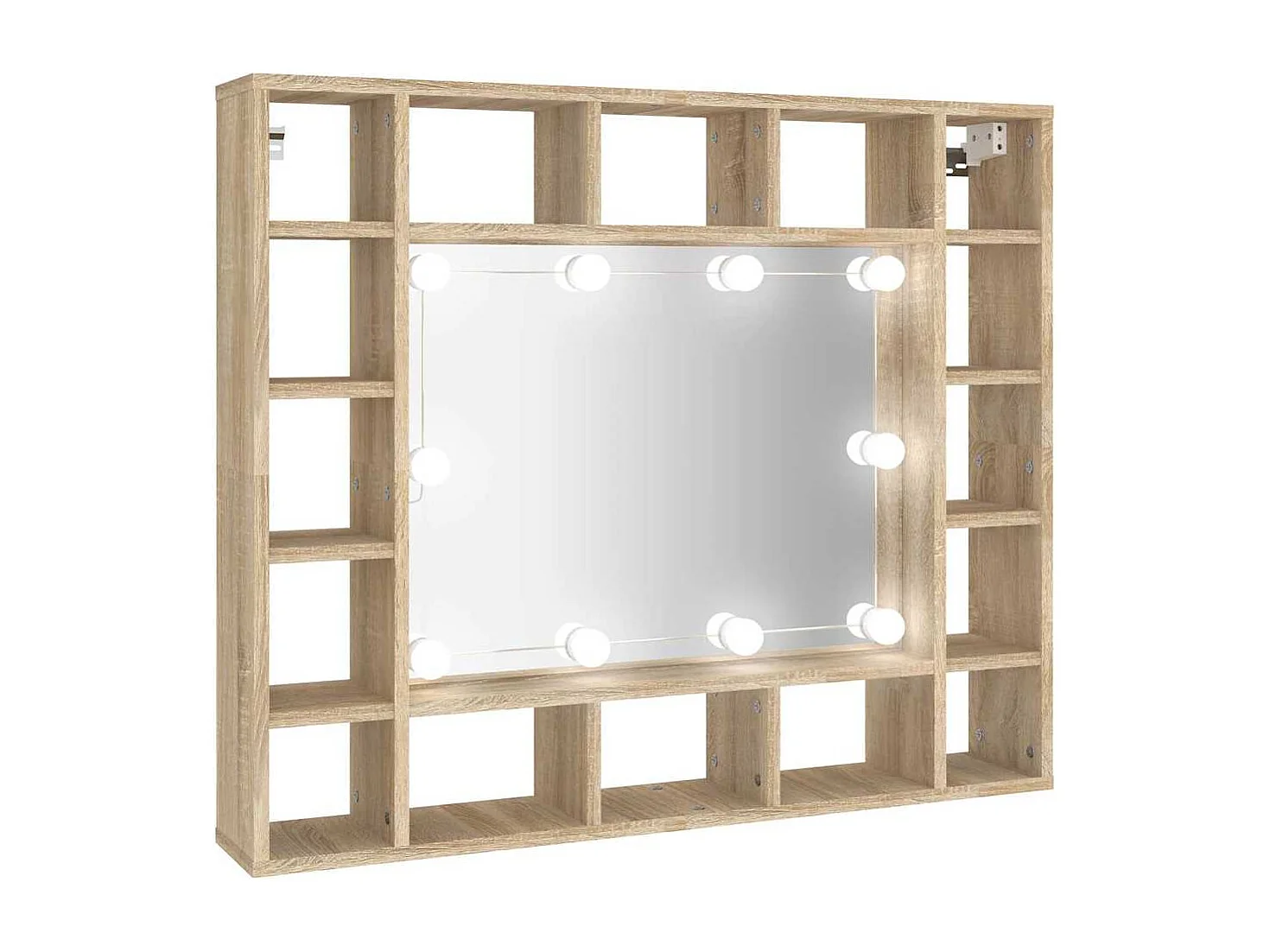 Armoire de miroir avec LED Chêne sonoma 91x15x76,5 cm