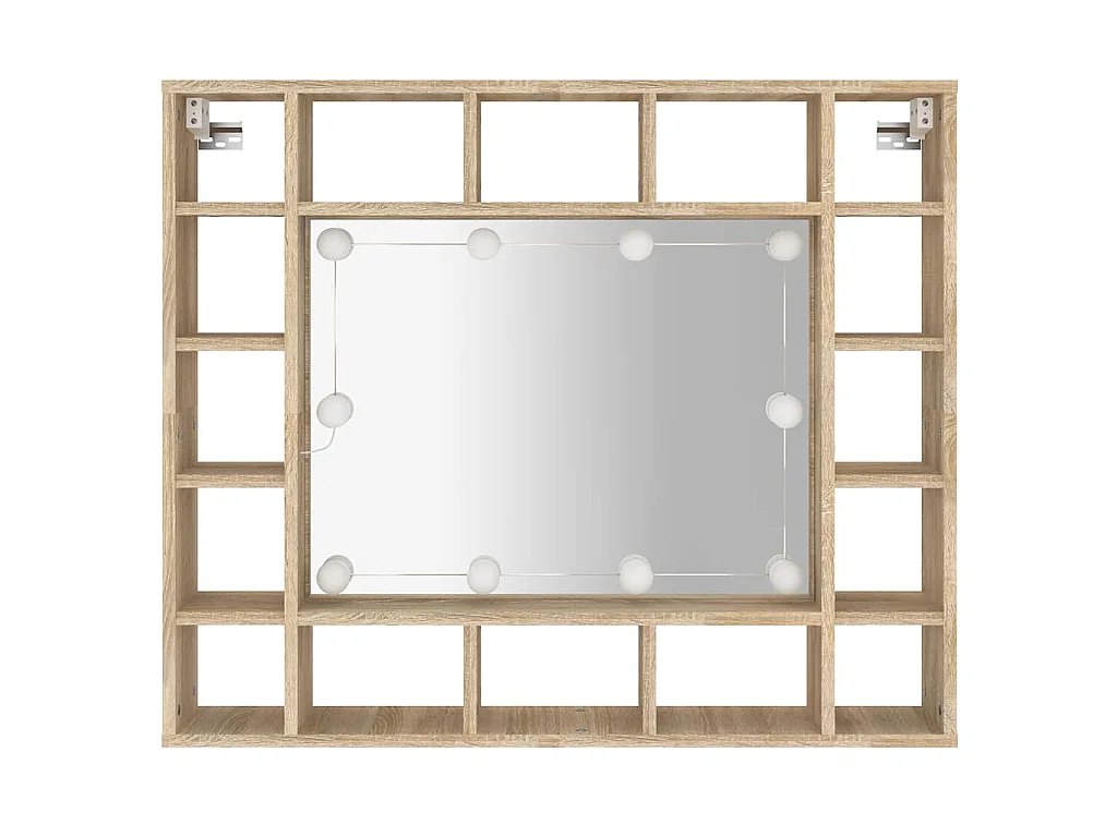 Armoire de miroir avec LED Chêne sonoma 91x15x76,5 cm