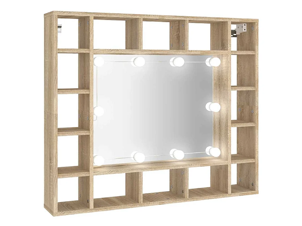 Spiegelkast met LED-verlichting 91x15x76,5 cm sonoma eikenkleur