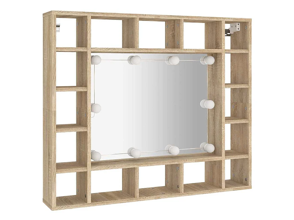 Armoire de miroir avec LED Chêne sonoma 91x15x76,5 cm