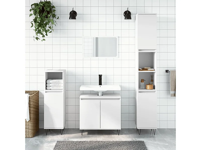 Badkamerkast 58x33x60 cm bewerkt hout wit