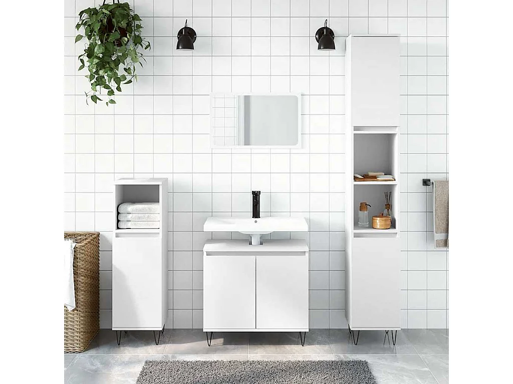 Armoire de salle de bain blanc 58x33x60 cm bois d'ingénierie