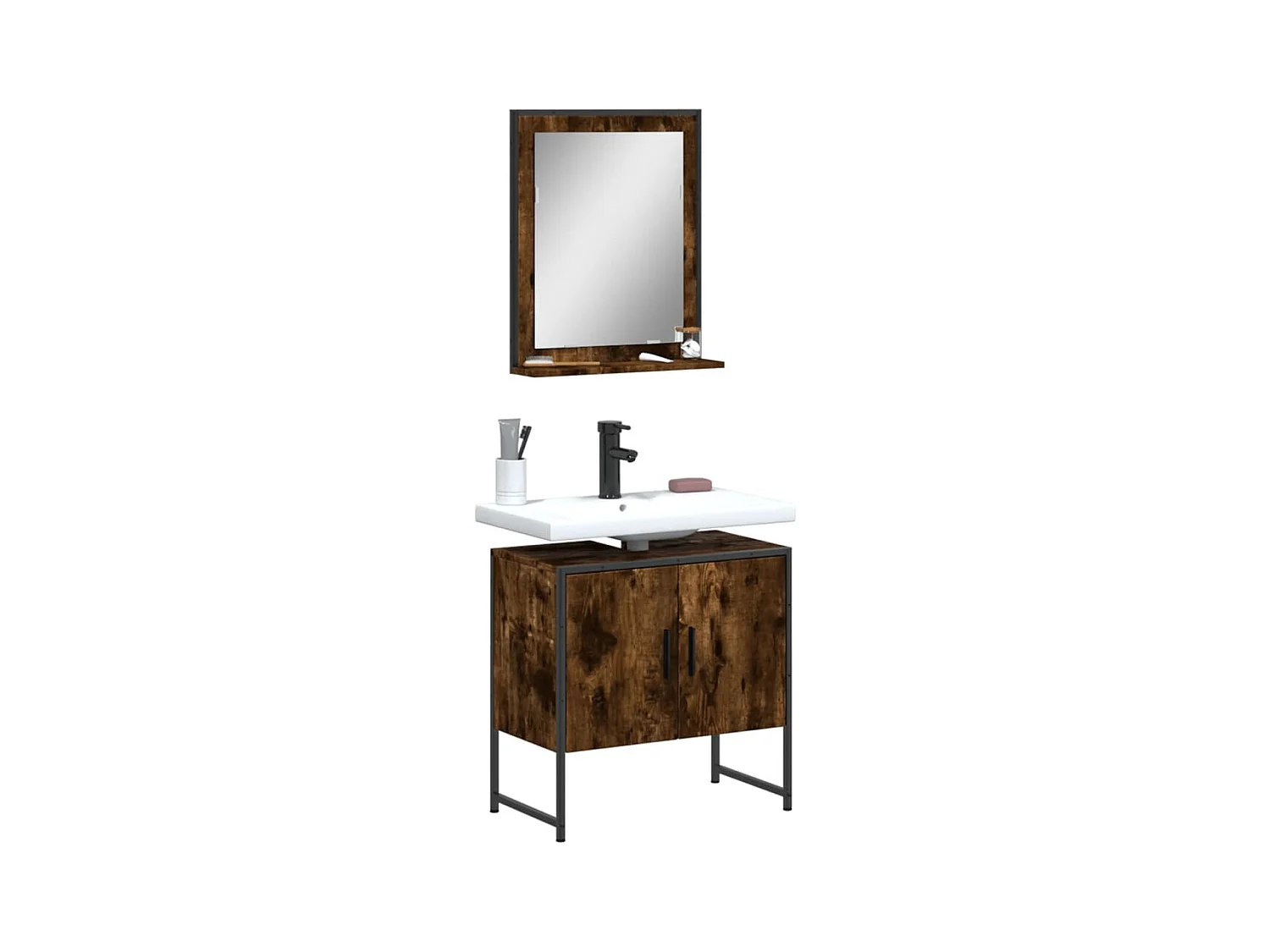 Ensemble d'armoires de salle de bain 2 pcs chêne fumé